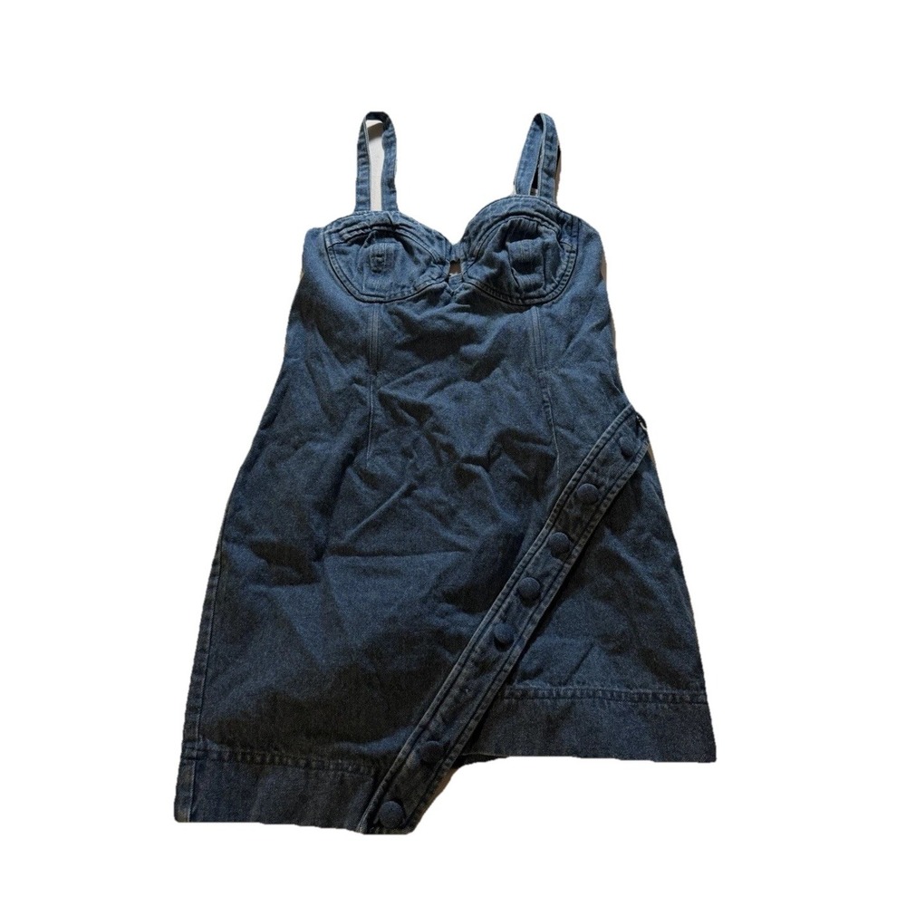 Kendall + Kylie Denim Bustier Mini Dress 4-6 NoHo Wash Corset Strappy Y2K